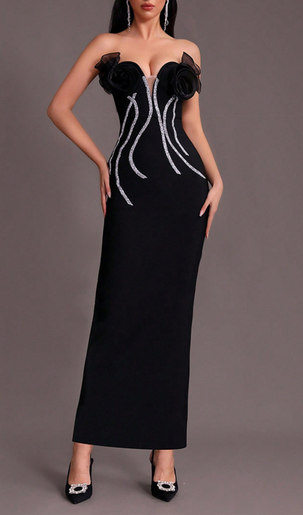 Altessa V Neck Bandage Maxi Dress