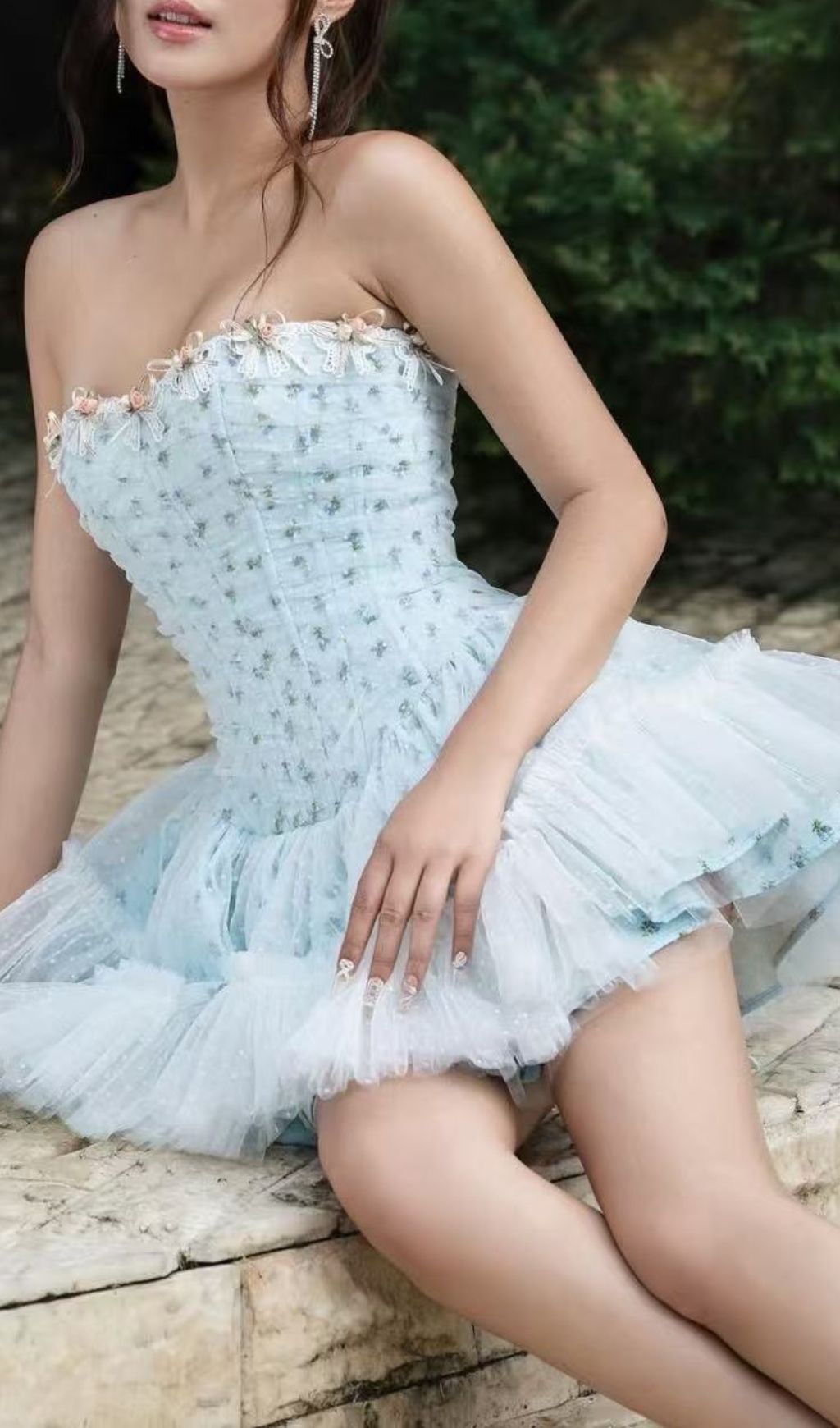 Jaylynn Blue Floral Corset Mini Dress: Whimsical Romance Meets Edgy Chic