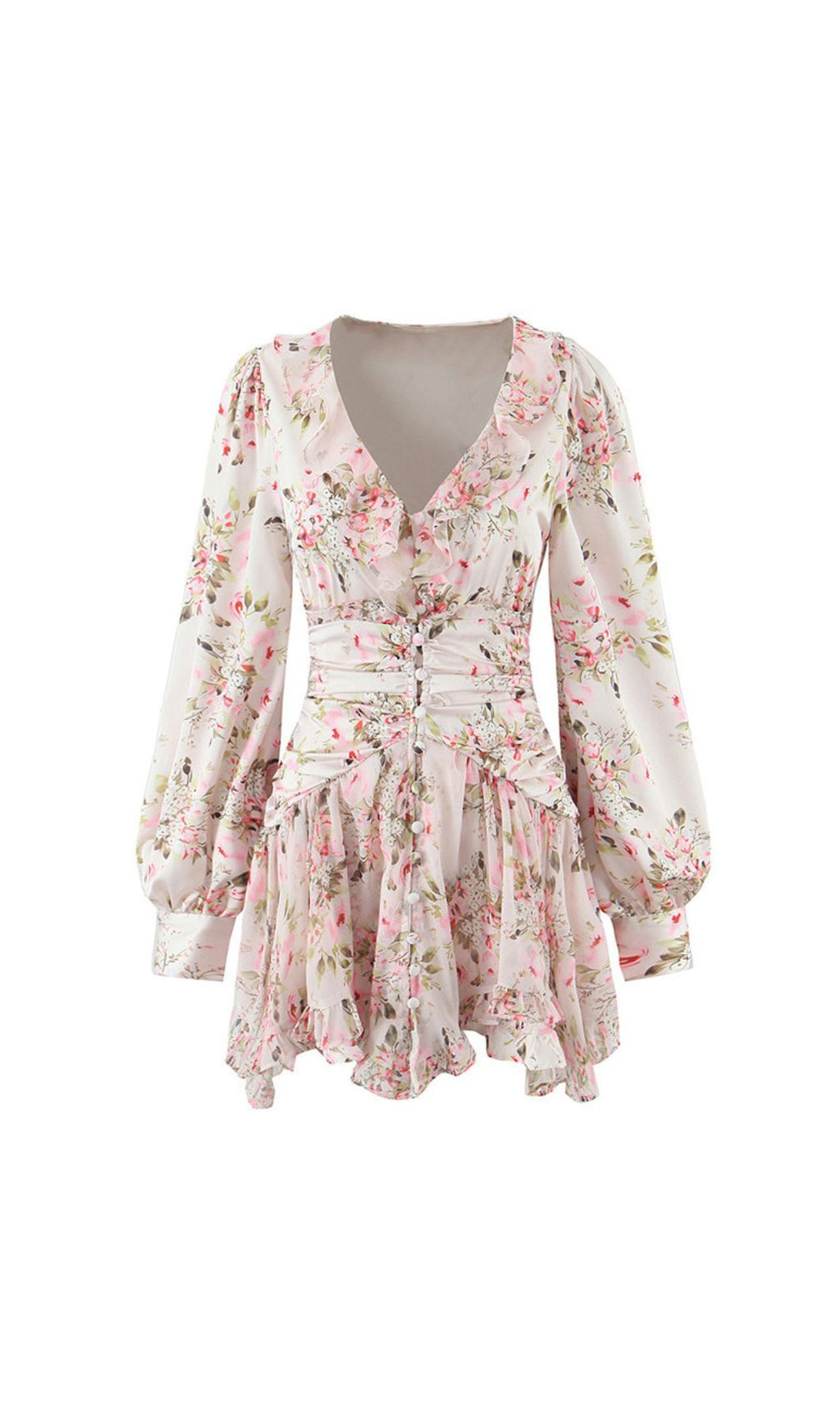 Iolanthe Romantic Ruffle Floral Mini Dress | Long Sleeve & Flirty Style