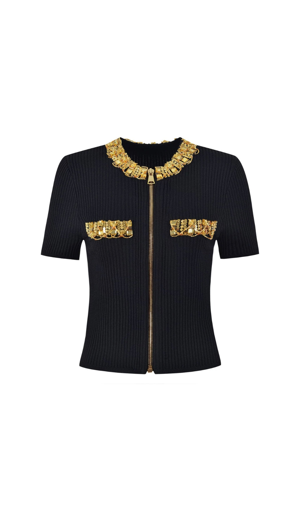 Enrico Crystal Embellished Knit Top