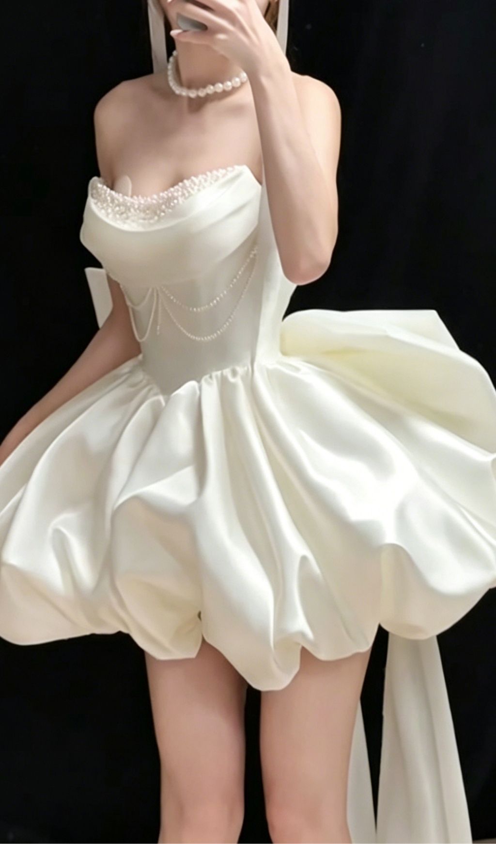 Kukana White Embellished Bow Mini Dress