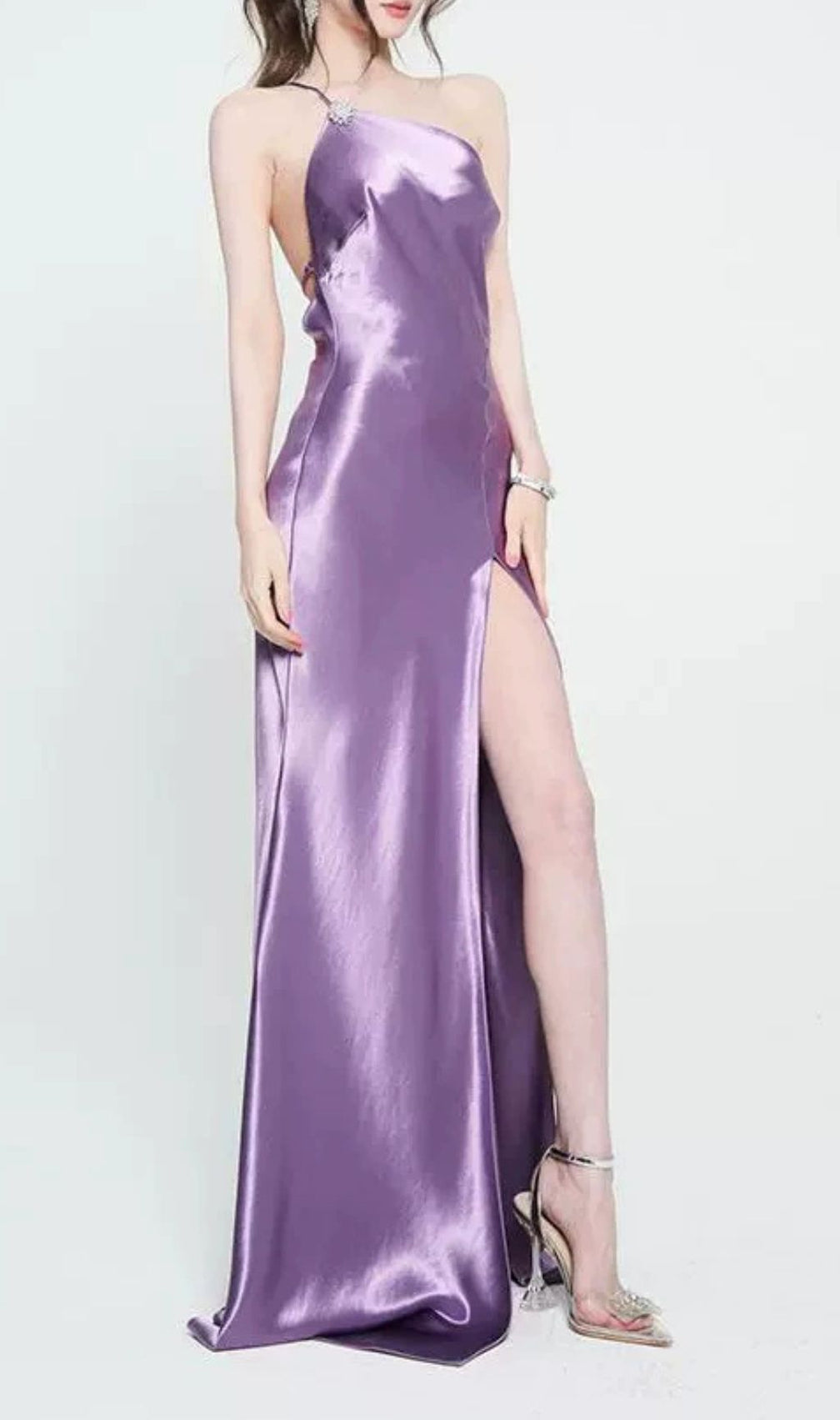 Faith Purple Backless Slit Maxi Dress