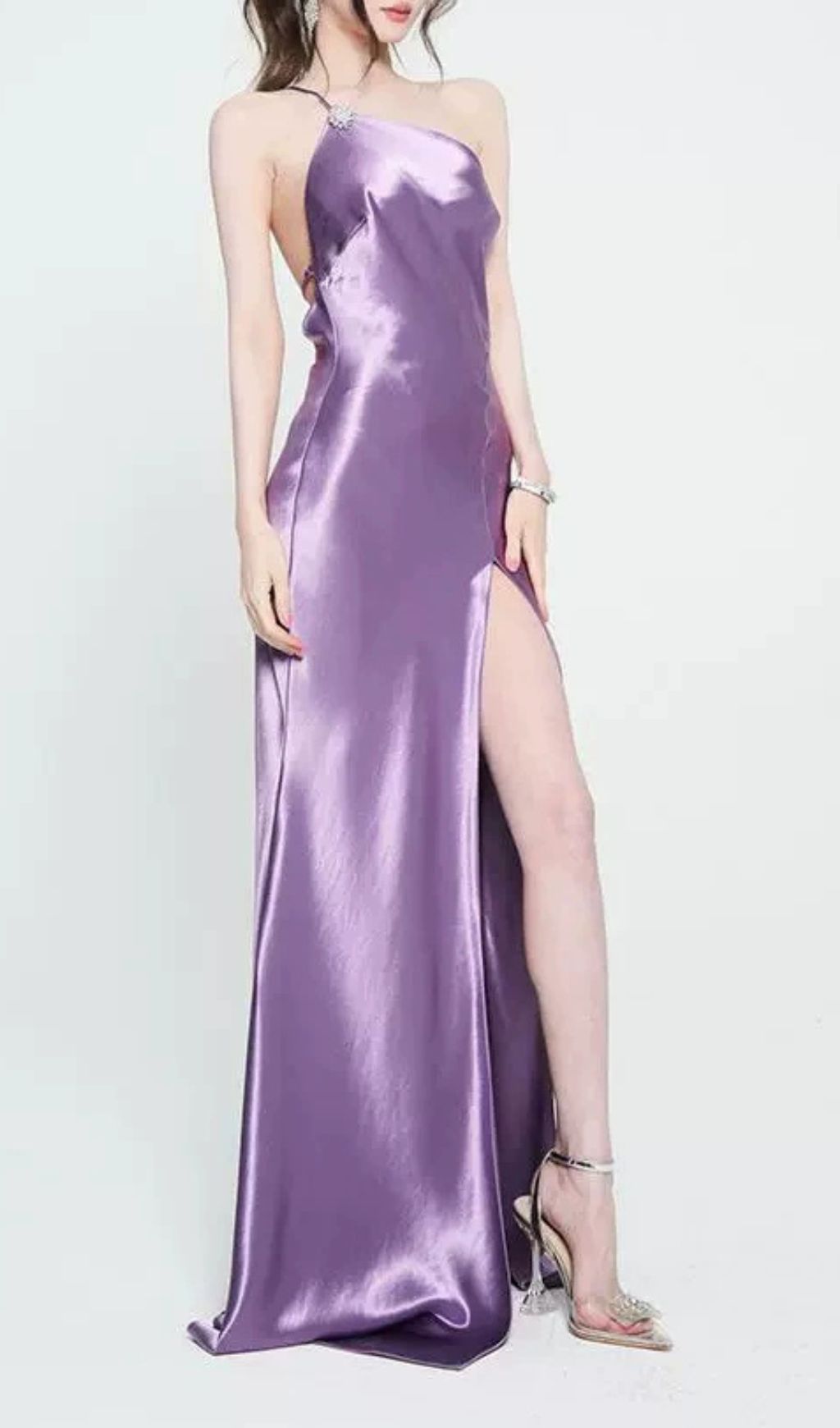 Faith Purple Backless Slit Maxi Dress