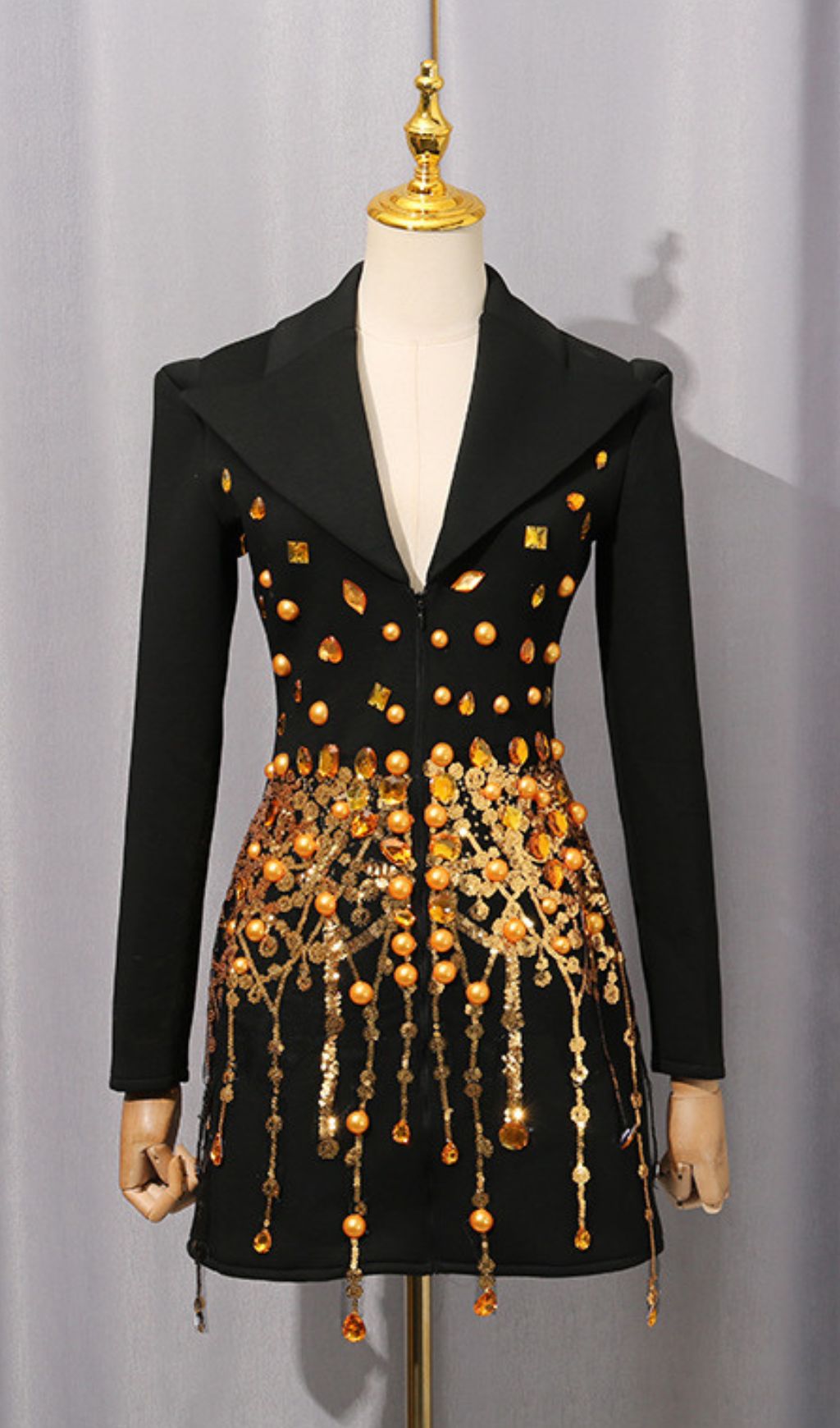 Isak Dazzling Black Sequin Beaded Mini Blazer Dress – Glamorous Event Wear