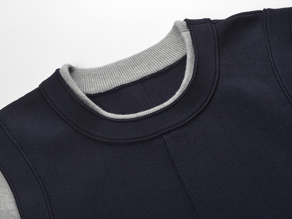 Chic Contrast Trim Short Sleeve Knit Dress | Ruffle Hem Mini Style