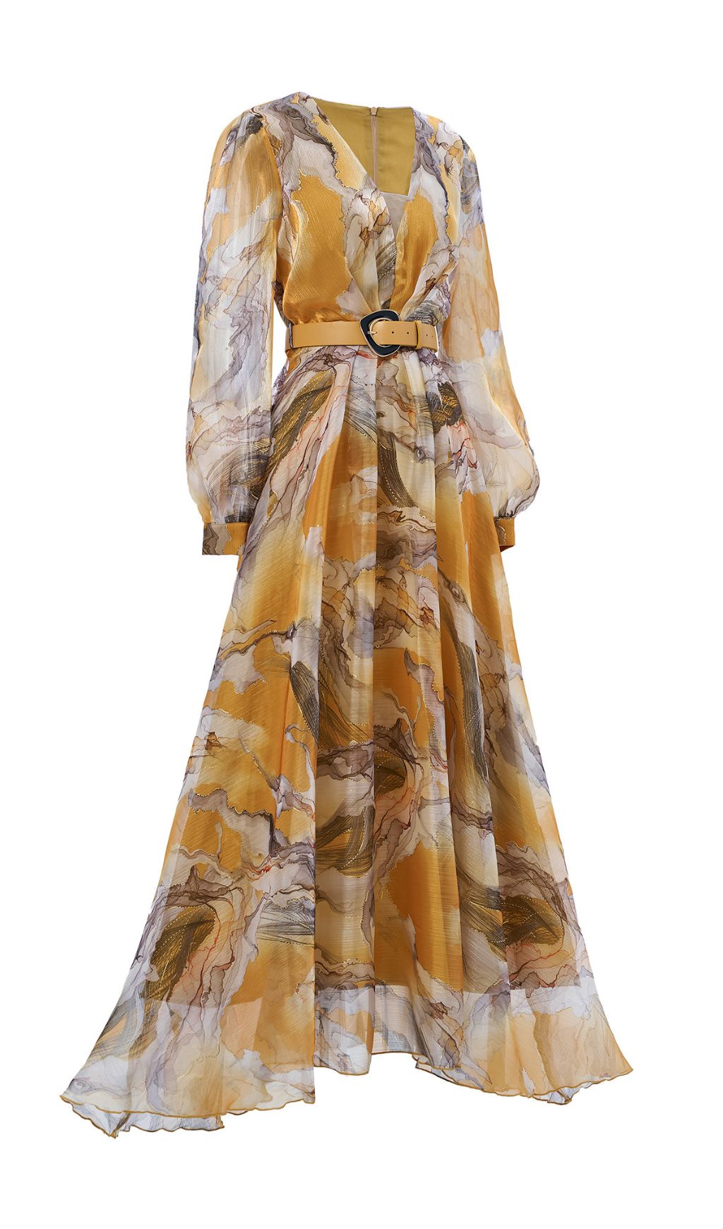 Feryal Printed Long Sleeve Maxi Dress