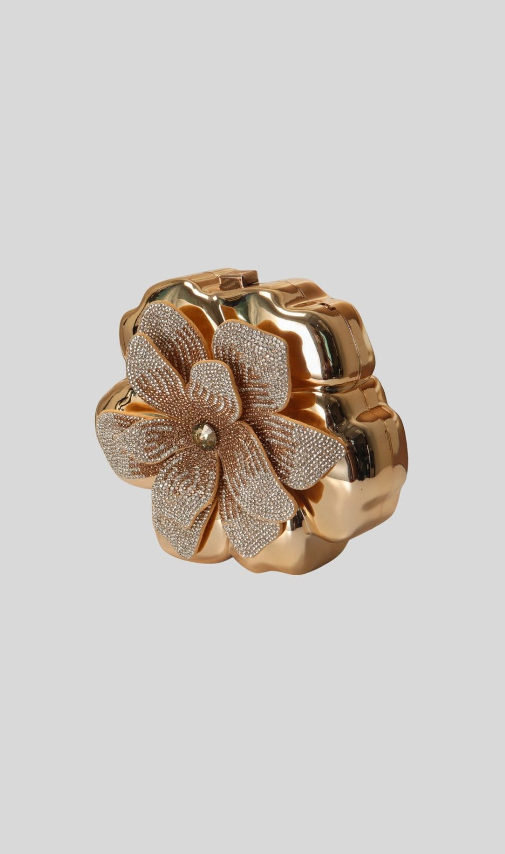Khoi Gold Blossom Crystal Evening Clutch Bag