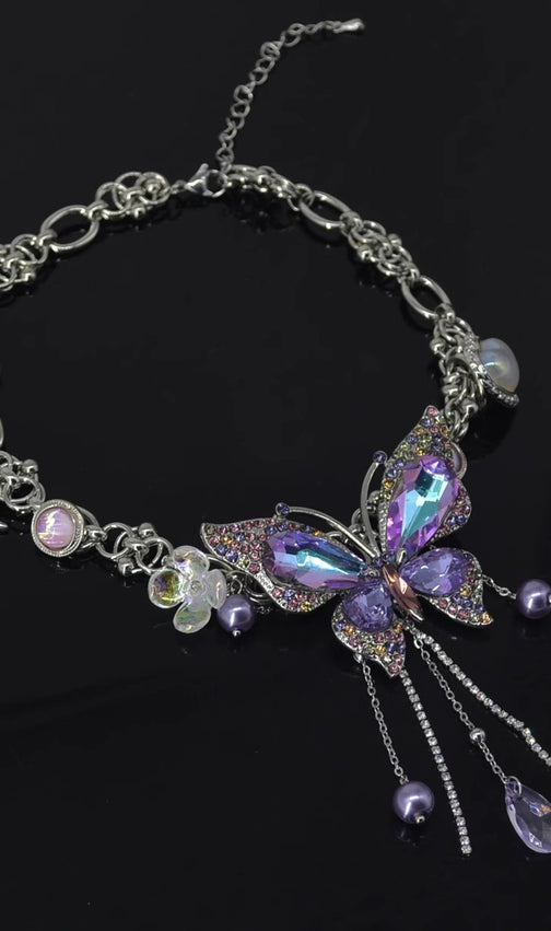 Teardrop Tassel Butterfly Necklace