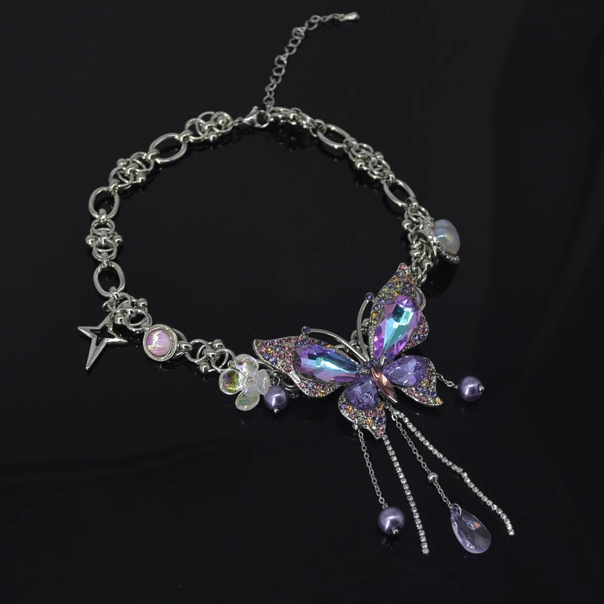 Teardrop Tassel Butterfly Necklace