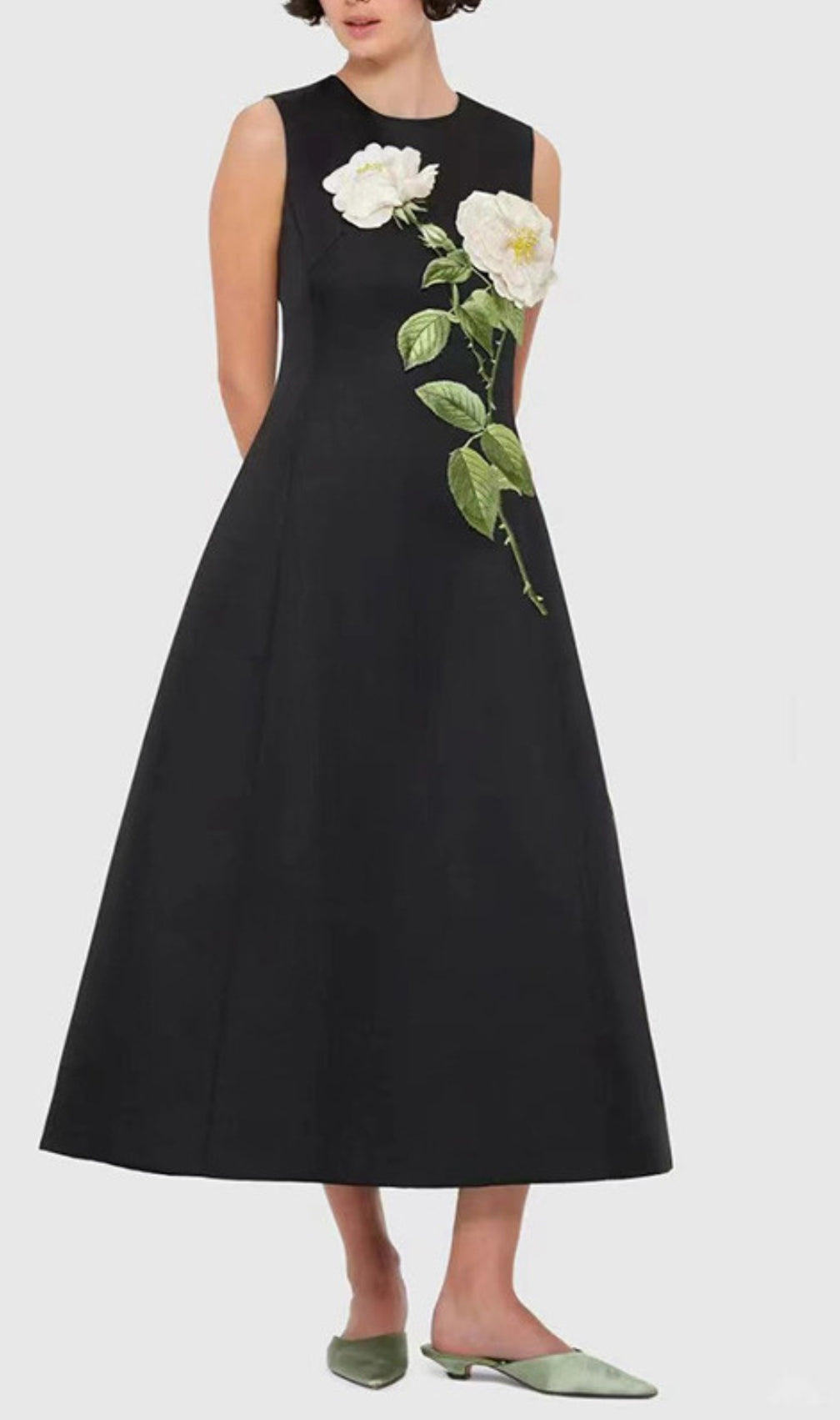 Gigi Flower Embroidery Midi Dress
