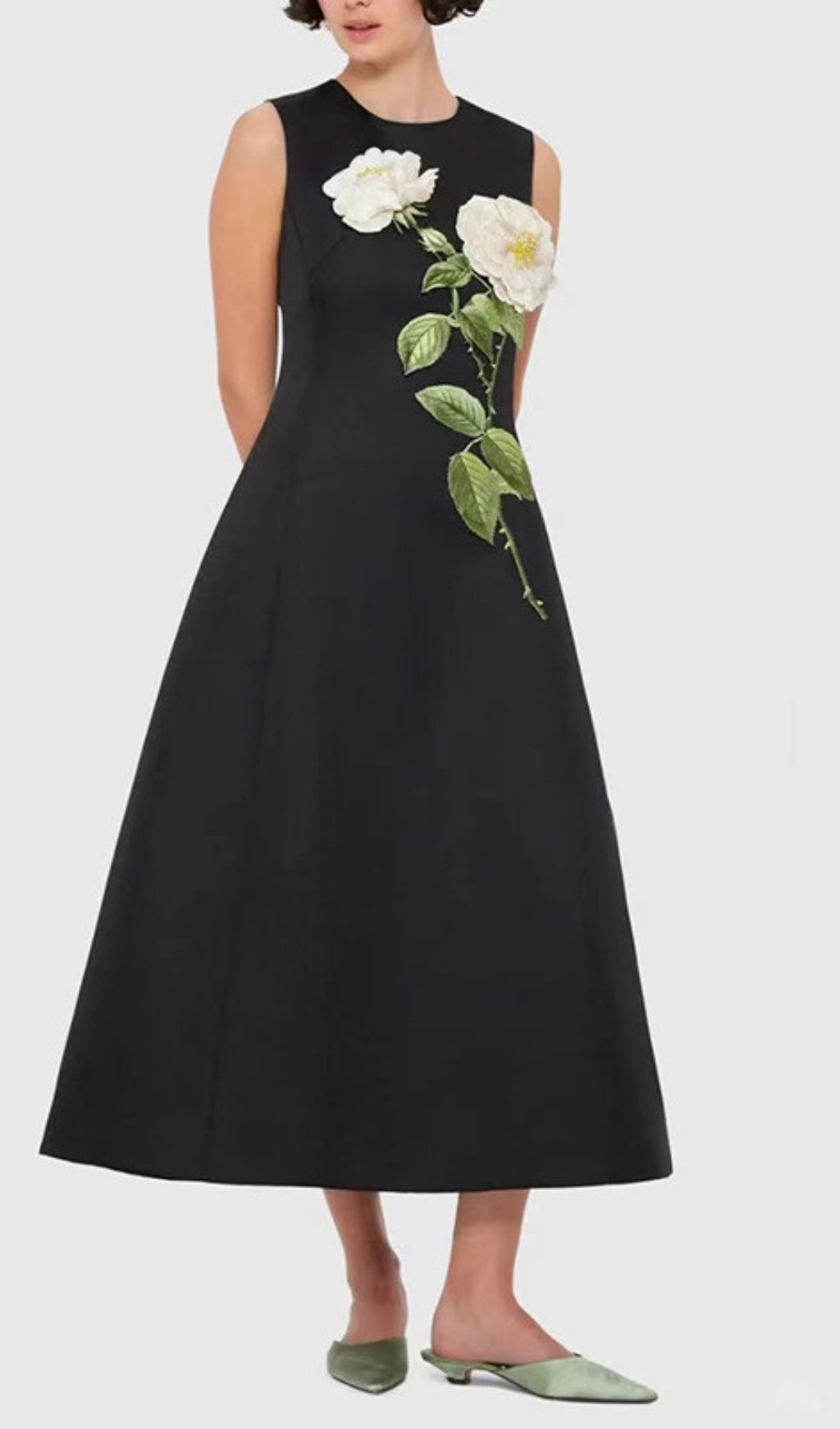 Gigi Flower Embroidery Midi Dress