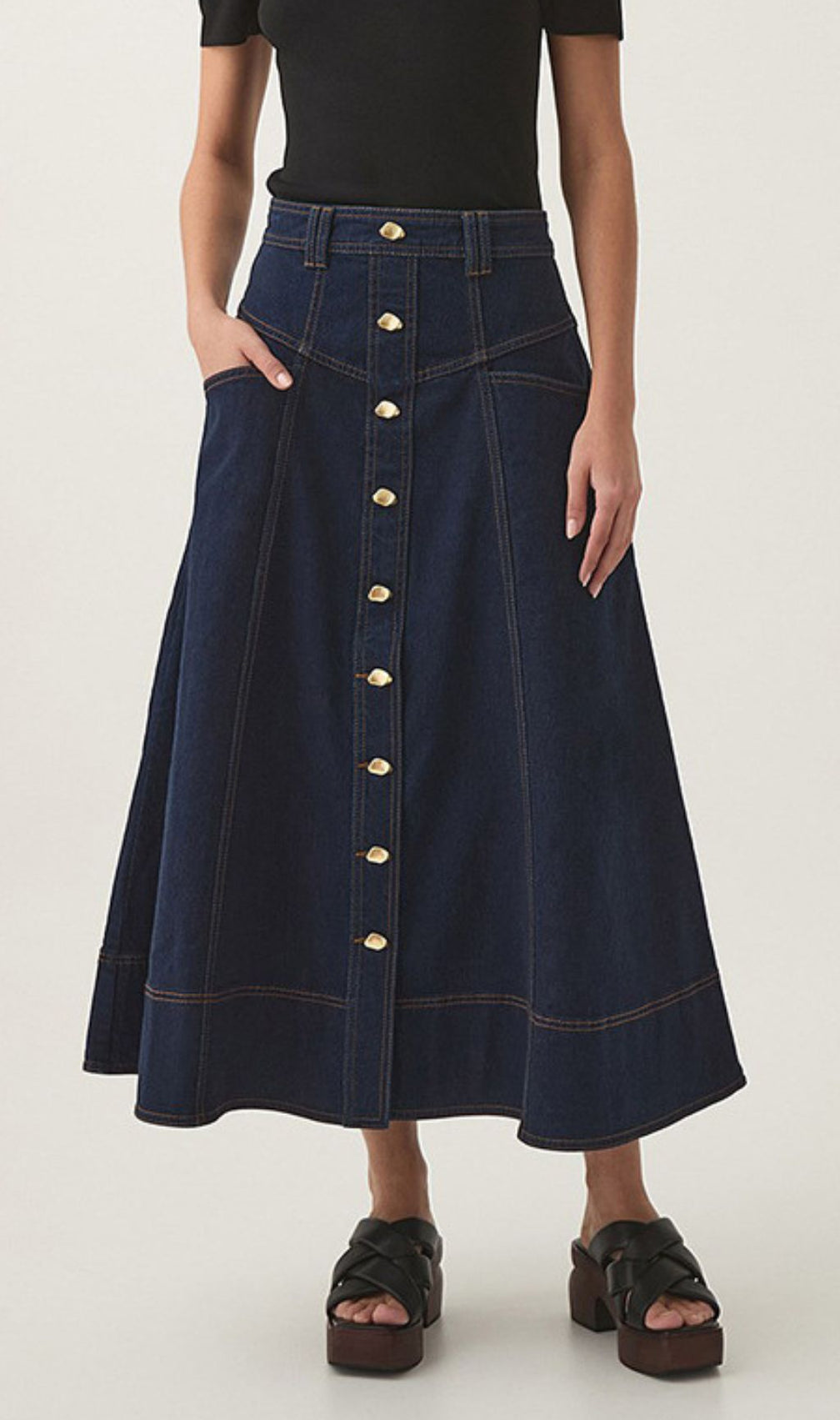 Glory Denim Midi Skirt