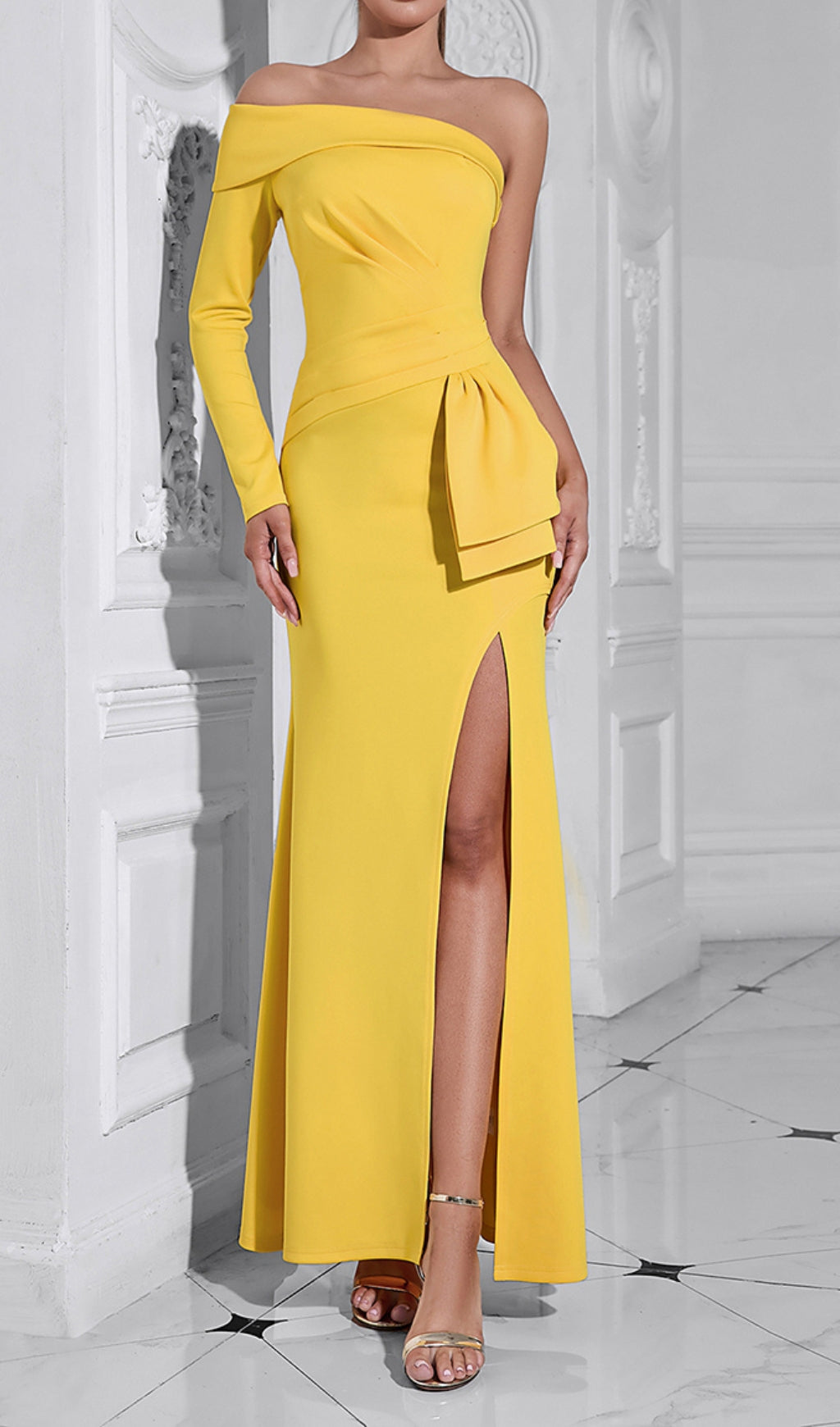 Camilla Yellow One Shoulder Maxi Dress