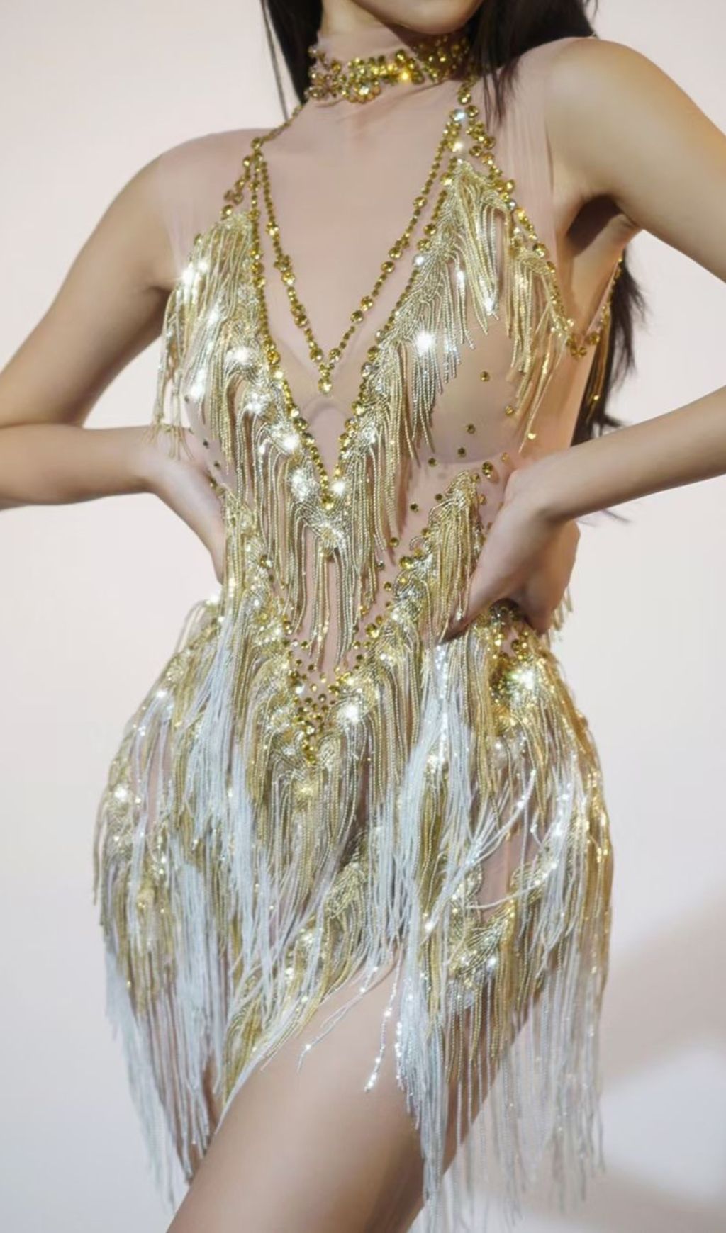 Fion Sleeveless Sequin Tassel Mini Dress