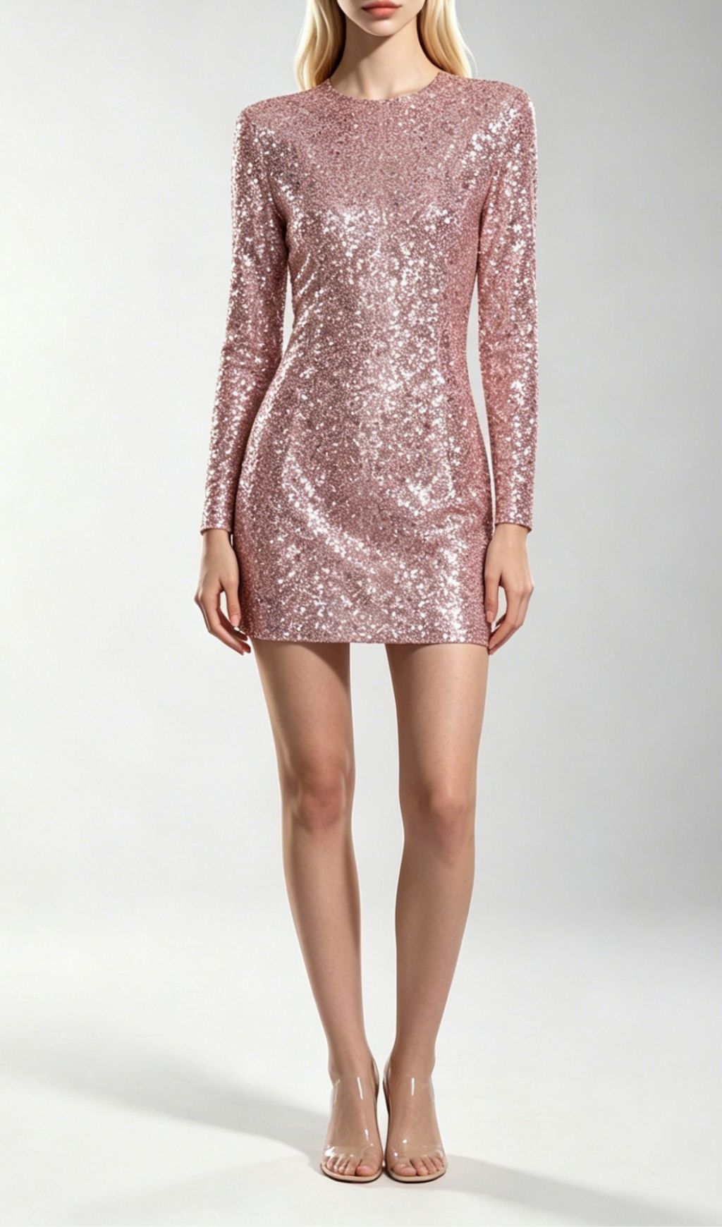 Kindred Pink Sequin Long Sleeve Mini Dress - Glamorous Party Style