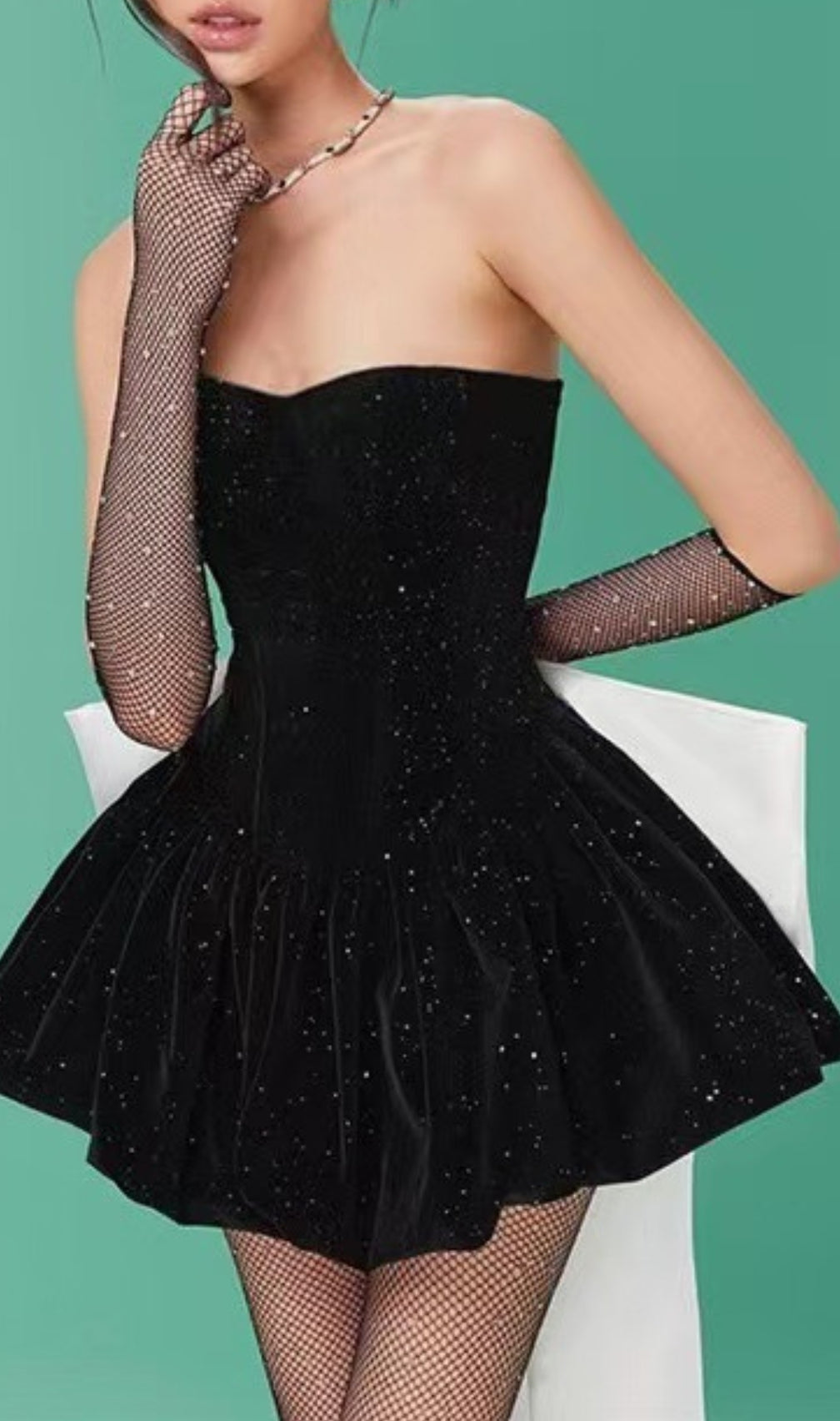 Cookie Black Strapless Bow Mini Dress