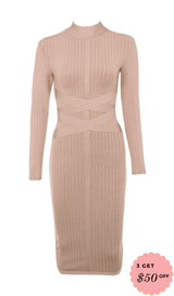 APRICOT BANDAGE BASE DRESS