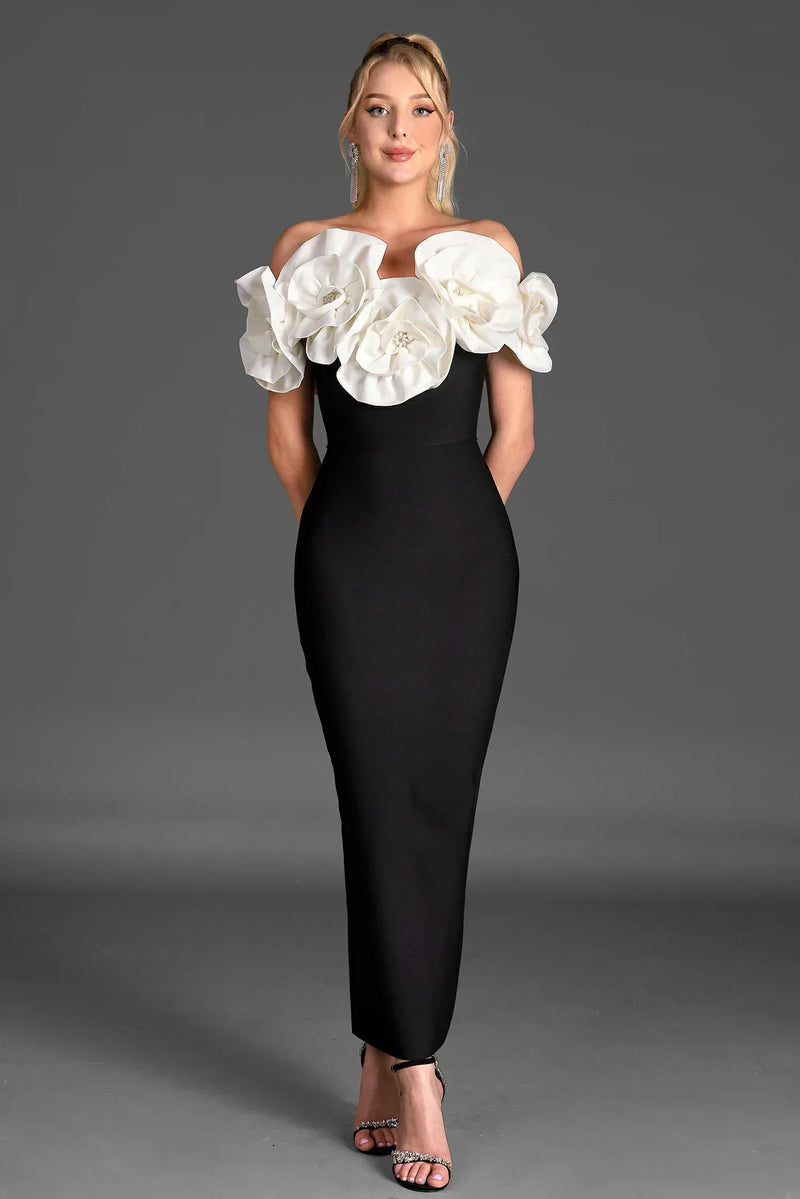 Rafail 3D Flower Bandage Dress