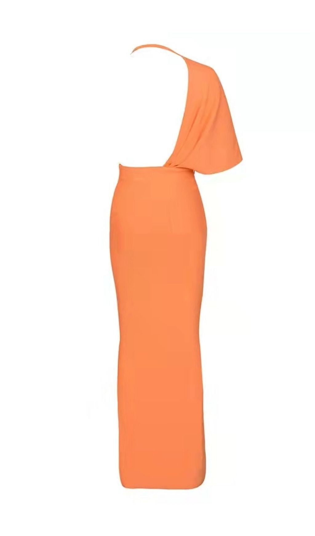 Neon Orange Plunging Neck Batwing Sleeve Backless Bodycon Bandage Dress