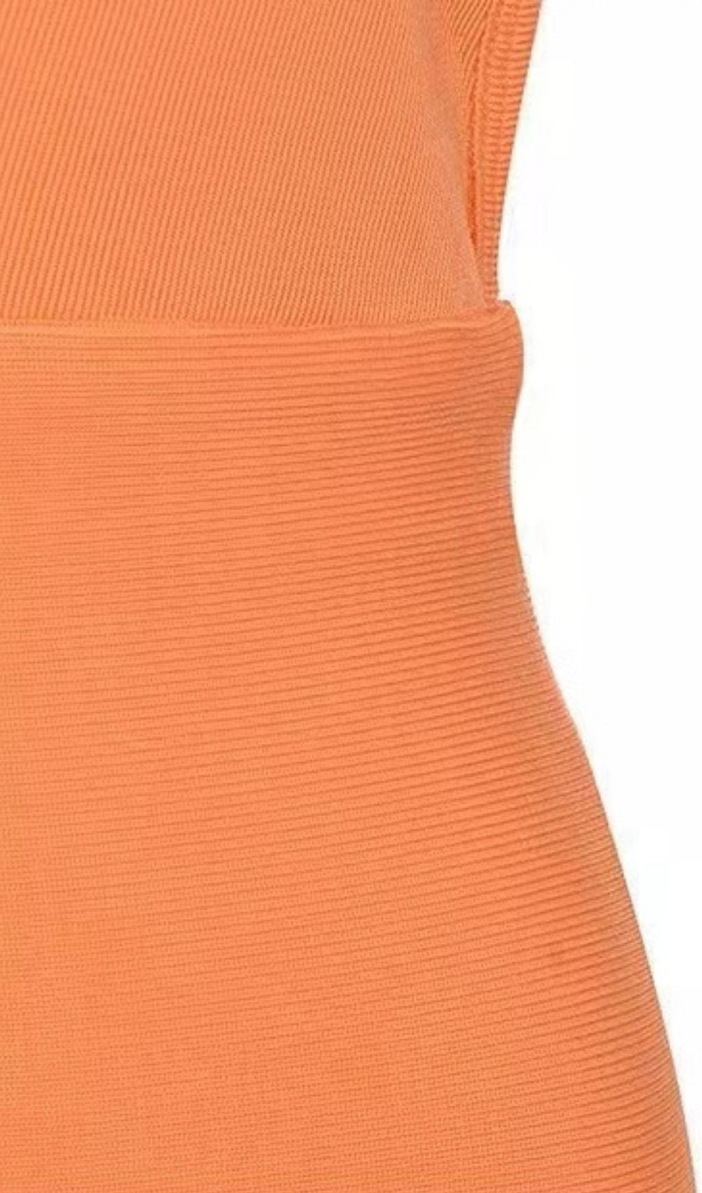 Neon Orange Plunging Neck Batwing Sleeve Backless Bodycon Bandage Dress