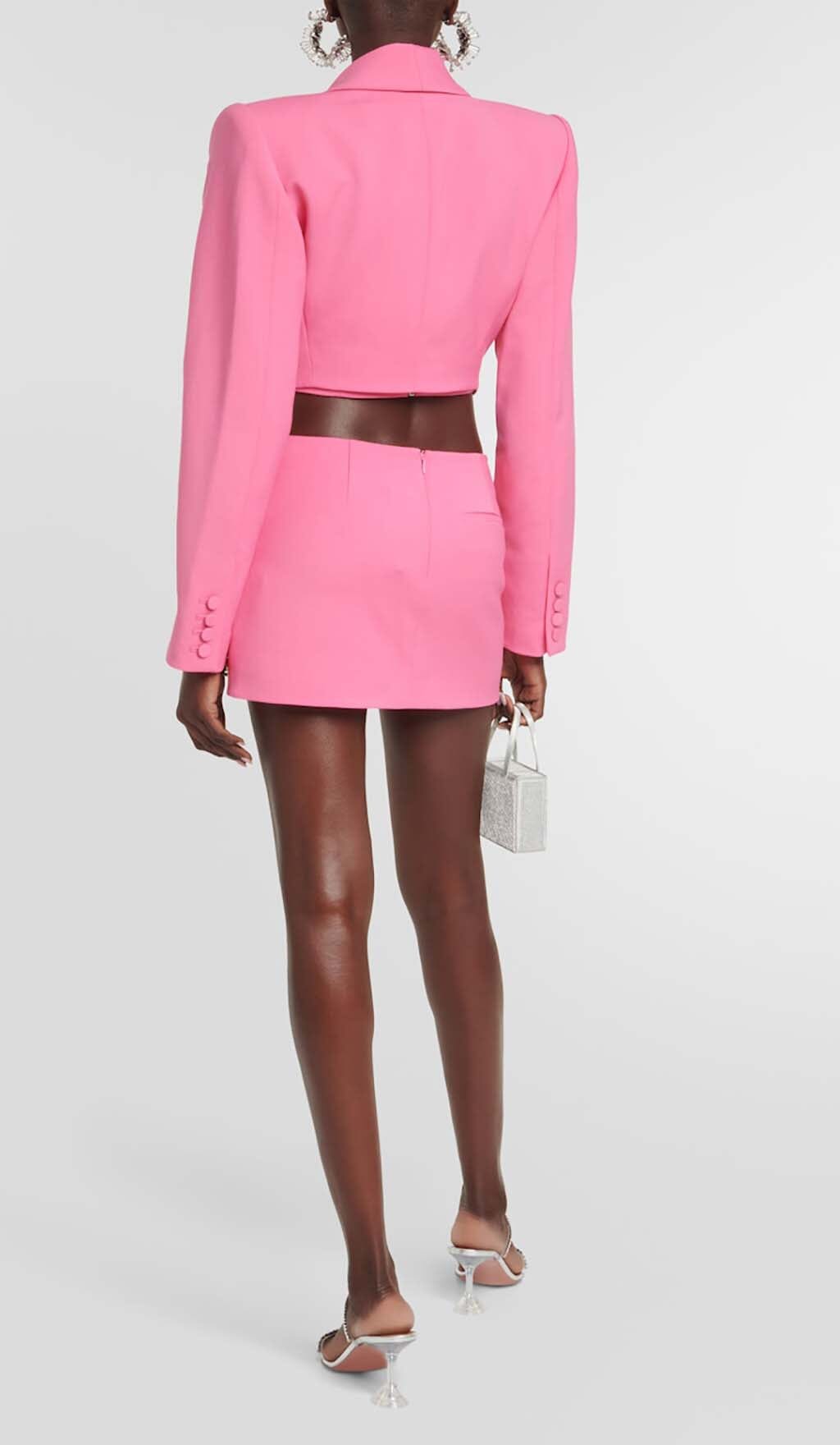 EMBELLISHED BUTTERFLY CROPPED BLAZER IN PINK