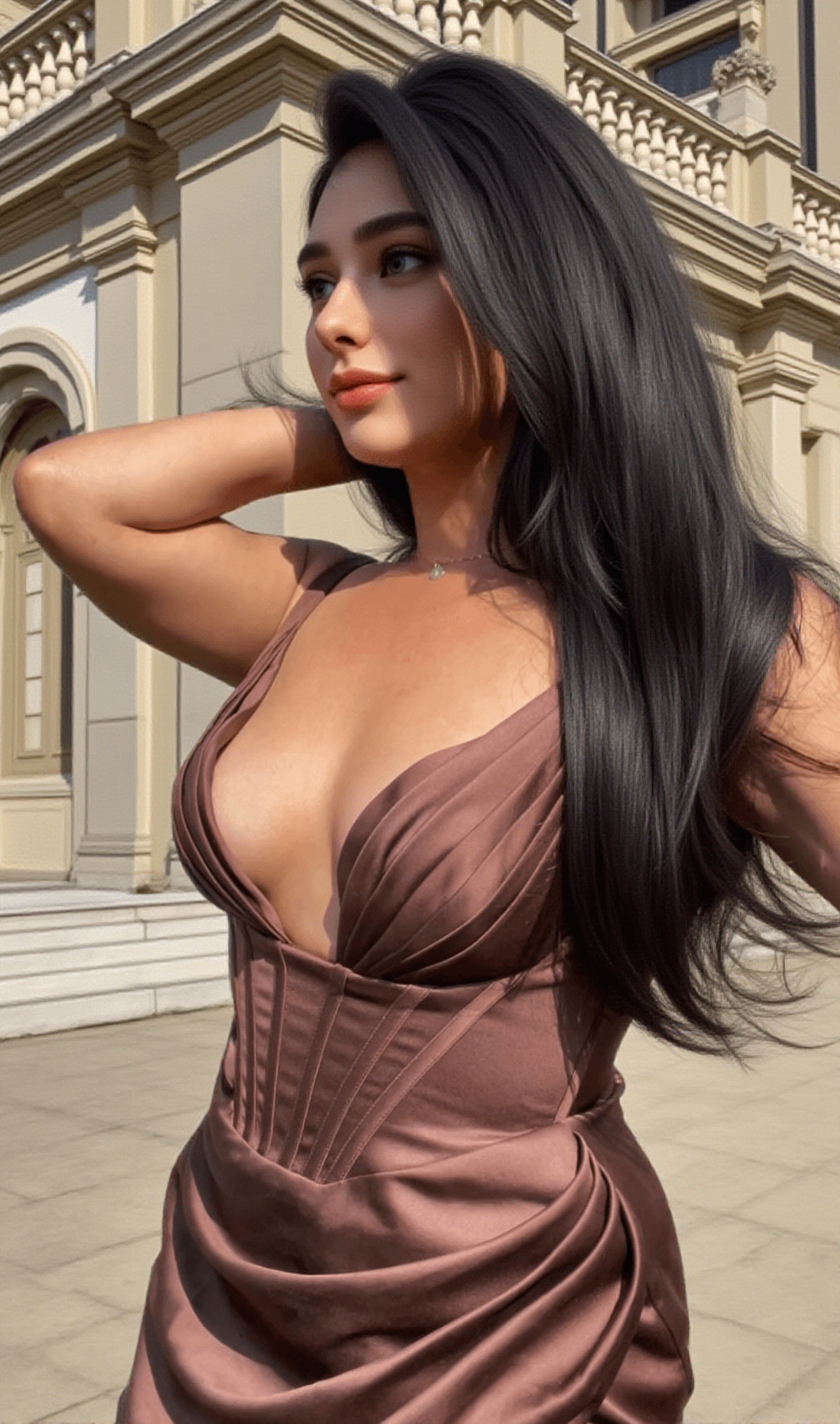 SATIN CORSET MINI DRESS IN CHOCOLATE