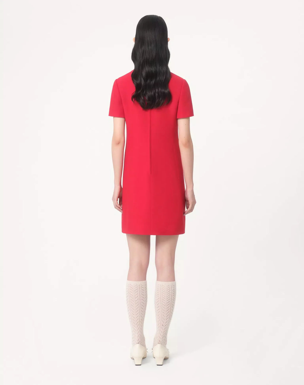 crepe couture bow mini dress in red