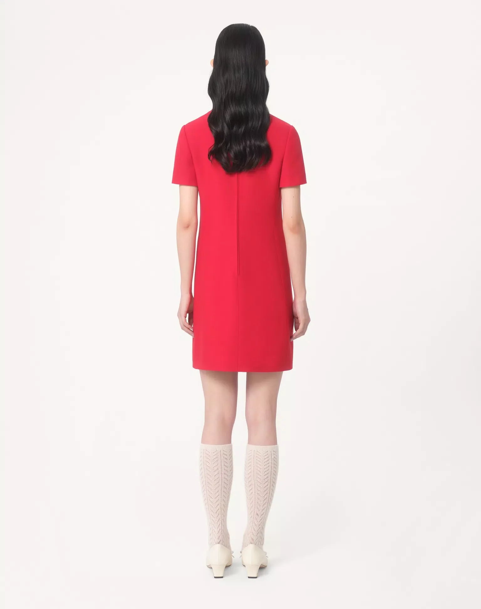 crepe couture bow mini dress in red