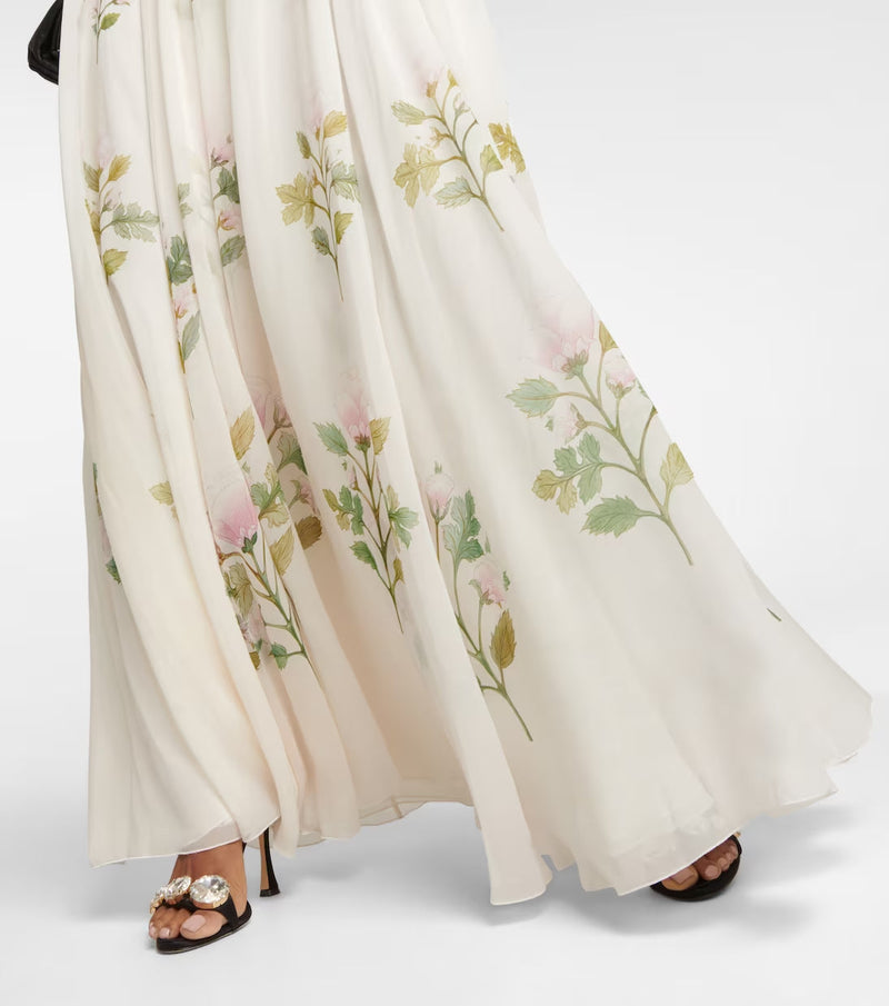 FLORAL SILK GEORGETTE MAXI DRESS