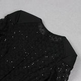 BLACK FEATHER SEQUIN JUMPSUIT