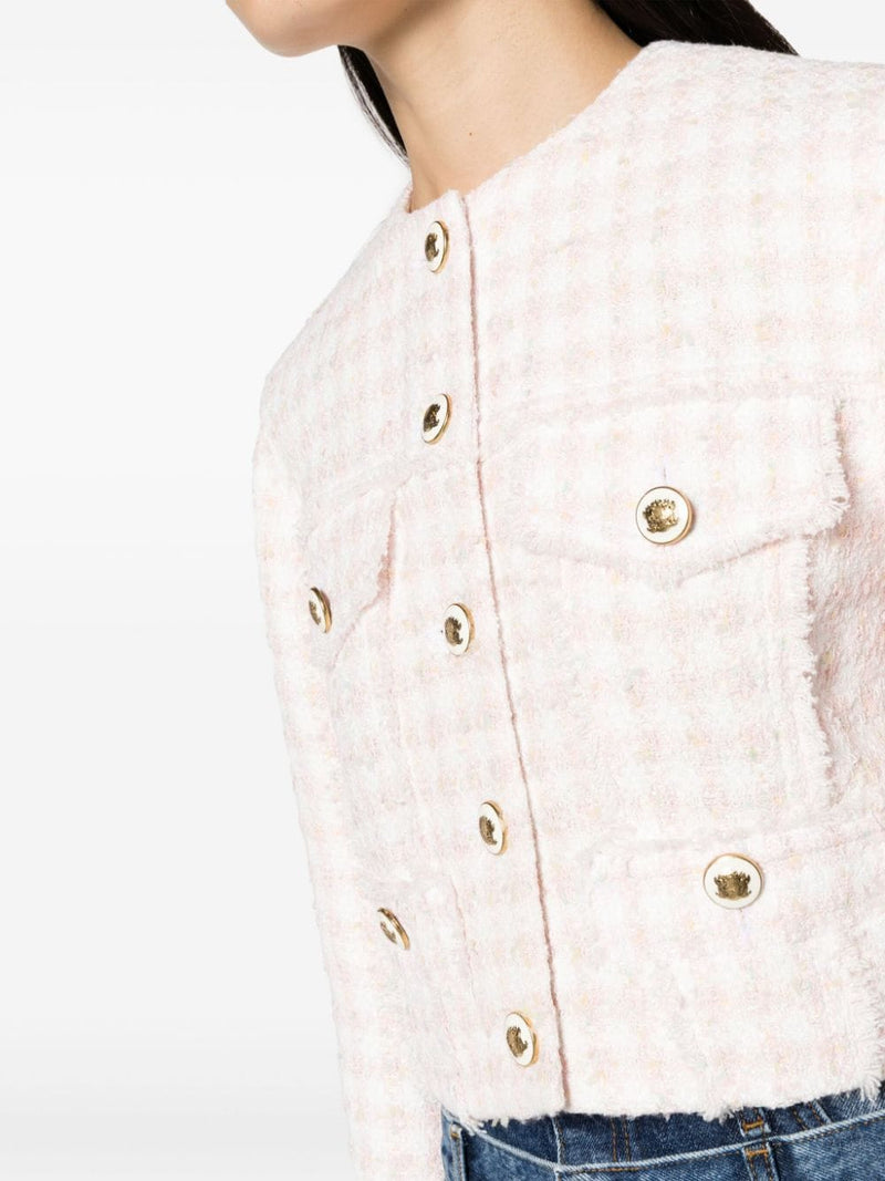 CROPPED TWEED BUTTON FRONT JACKET