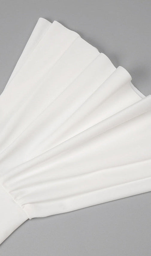 Elegant White Off-Shoulder Bustier Crop Top & Knot Front Maxi Skirt Two-Piece Set