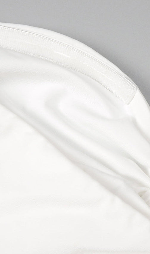 Elegant White Off-Shoulder Bustier Crop Top & Knot Front Maxi Skirt Two-Piece Set