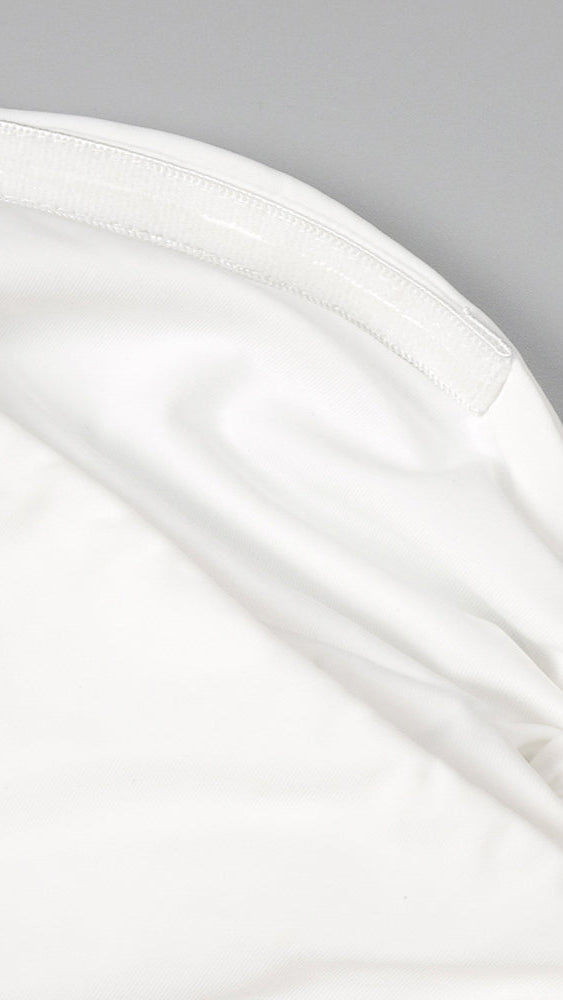 Elegant White Off-Shoulder Bustier Crop Top & Knot Front Maxi Skirt Two-Piece Set