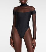 BLACK ILLUSION NECKLINE BODYSUIT