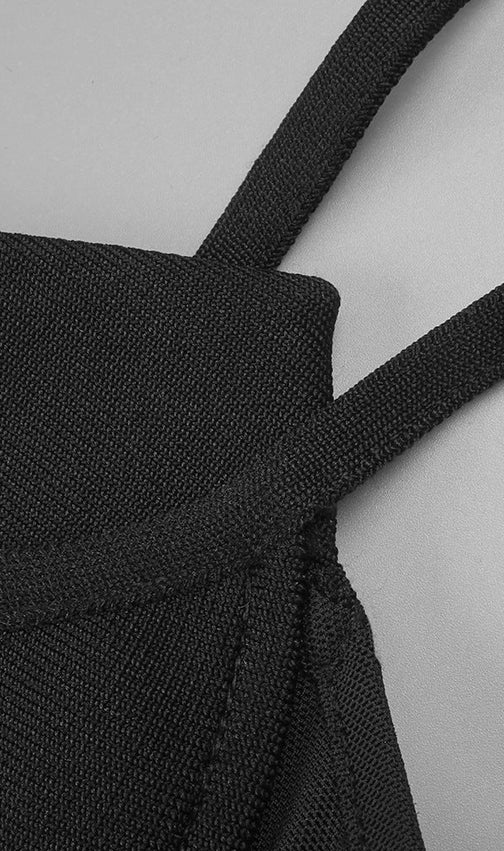 Sultry Black Sheer Mesh Cutout Bandage Maxi Dress | Figure-Flattering Gown