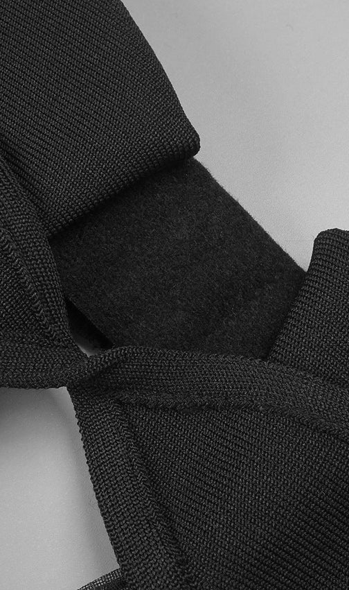 Sultry Black Sheer Mesh Cutout Bandage Maxi Dress | Figure-Flattering Gown