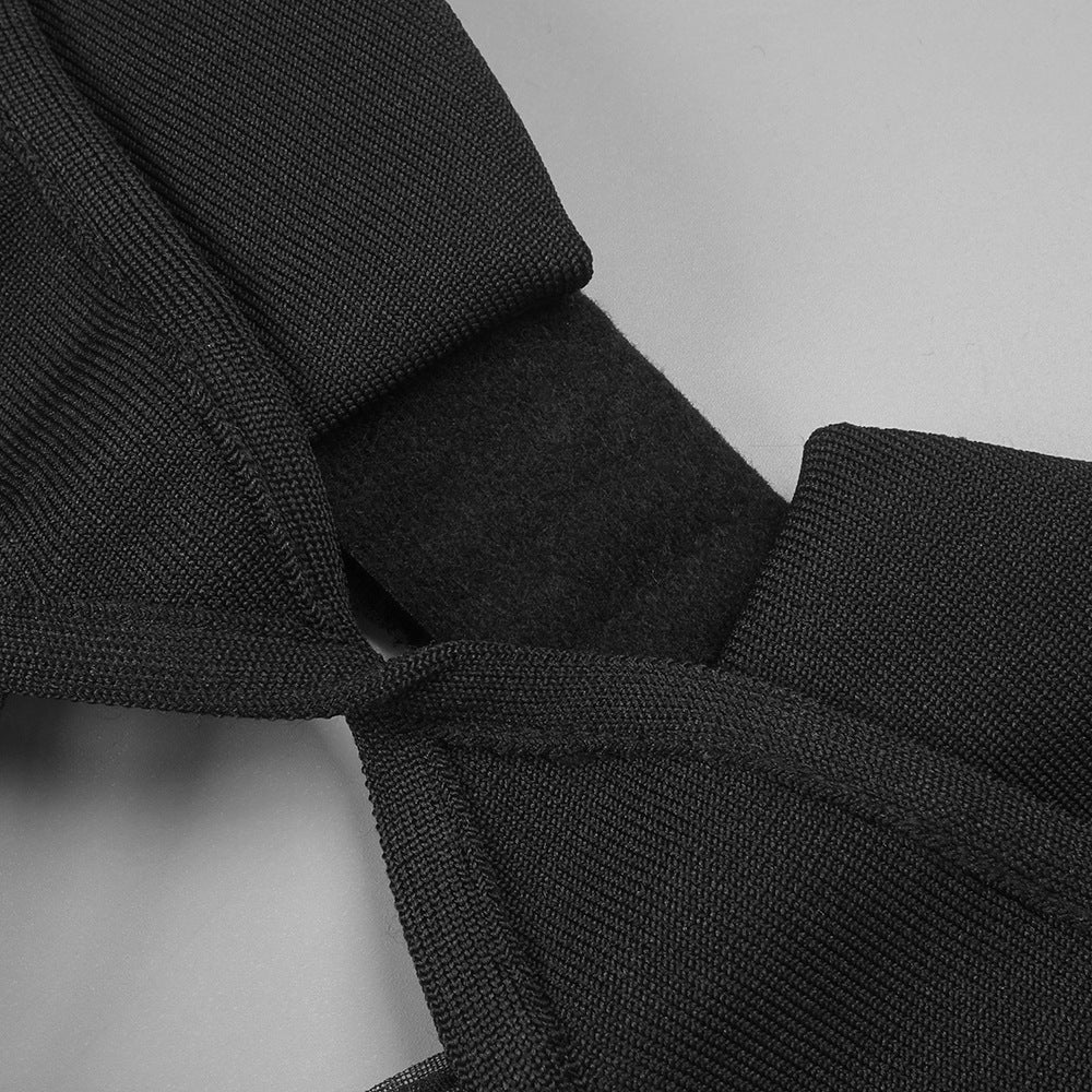 Sultry Black Sheer Mesh Cutout Bandage Maxi Dress | Figure-Flattering Gown