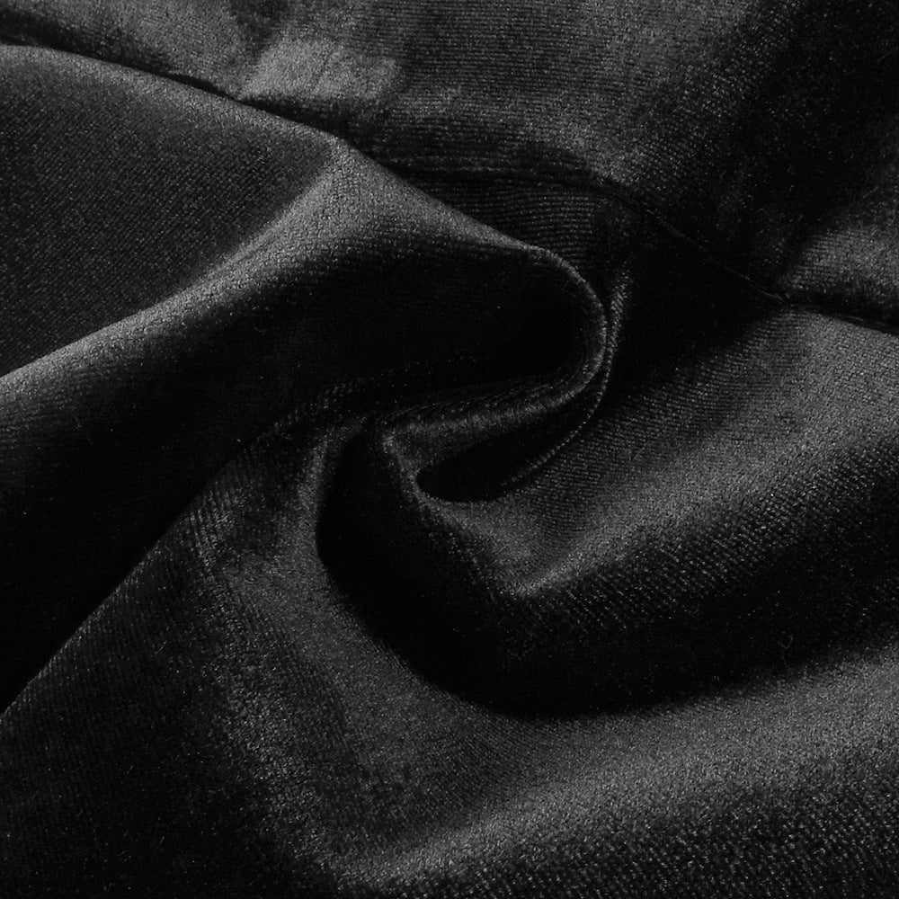 Velvet & 3D Floral Strapless Mini Dress Set - Black & White