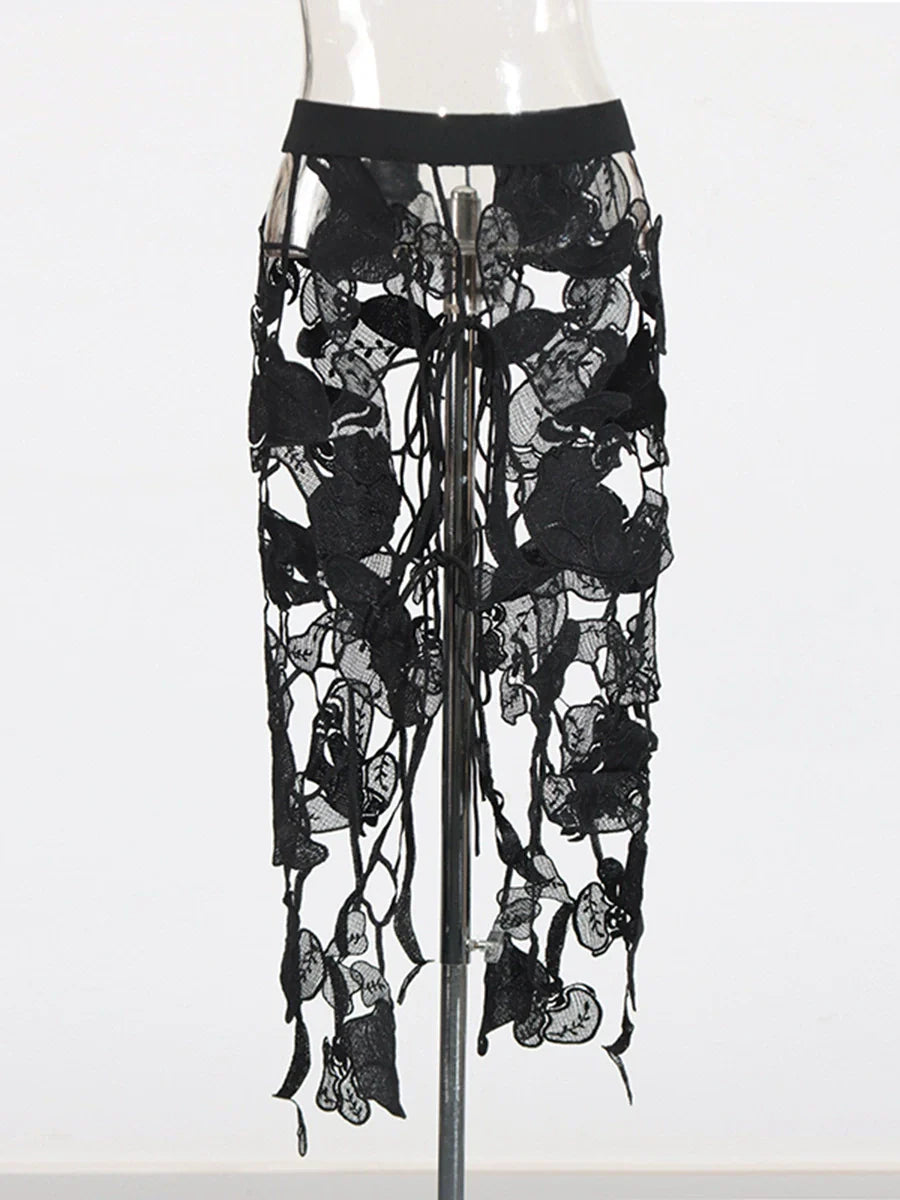 Hollow Out Embroidery Skirt