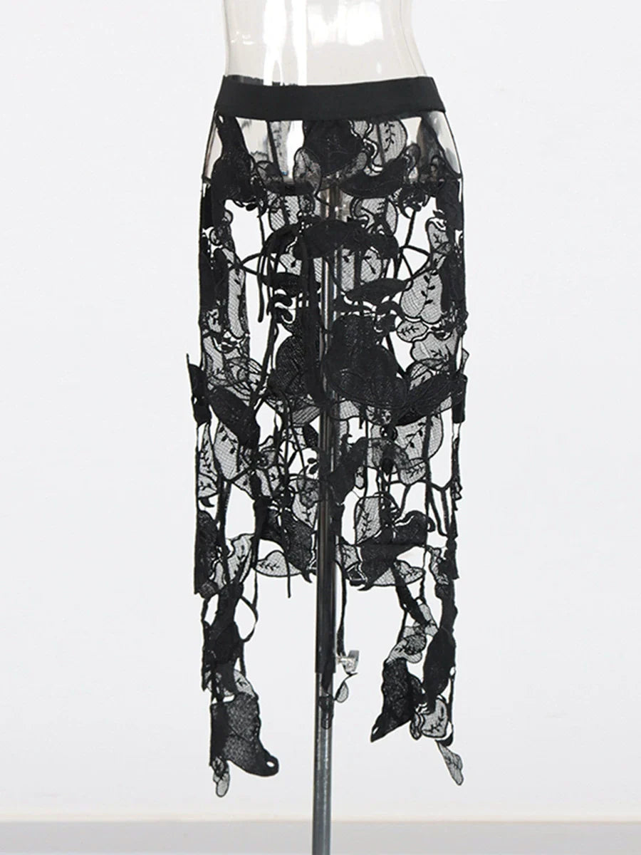 Hollow Out Embroidery Skirt