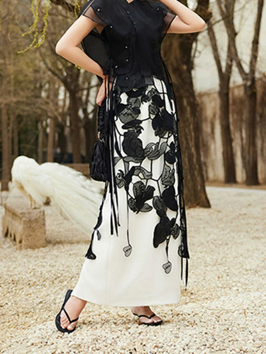 Hollow Out Embroidery Skirt
