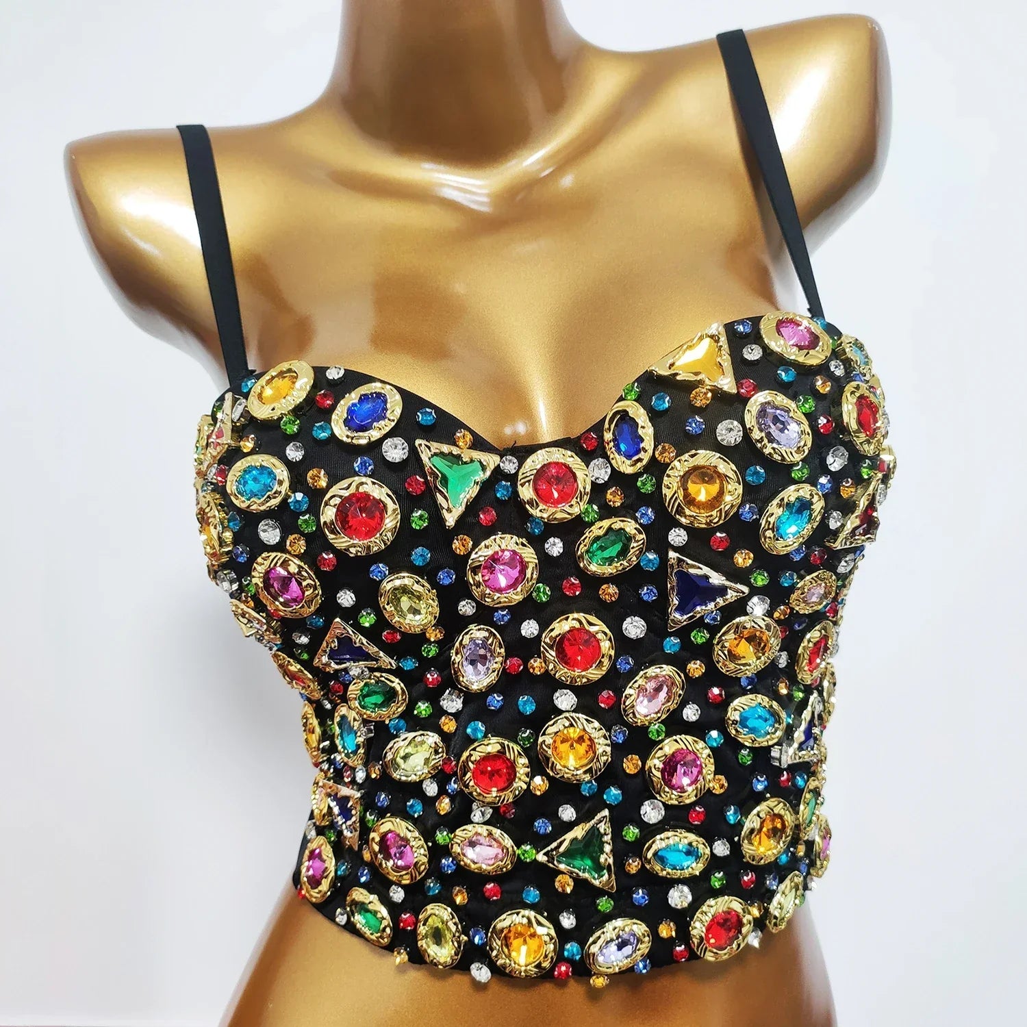 Colorful Stones Short Waist Corset