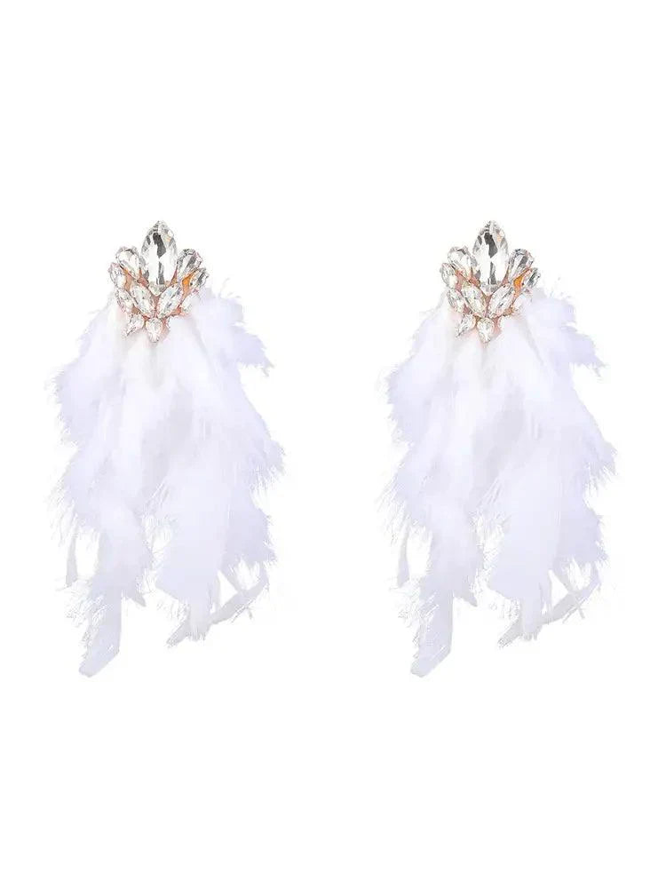 Sayda Rhinestone Feather Earrings