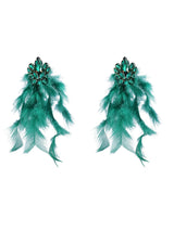 Sayda Rhinestone Feather Earrings