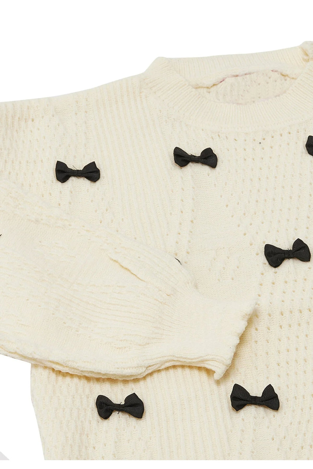 POINTELLE KNIT MINI BOW SWEATER