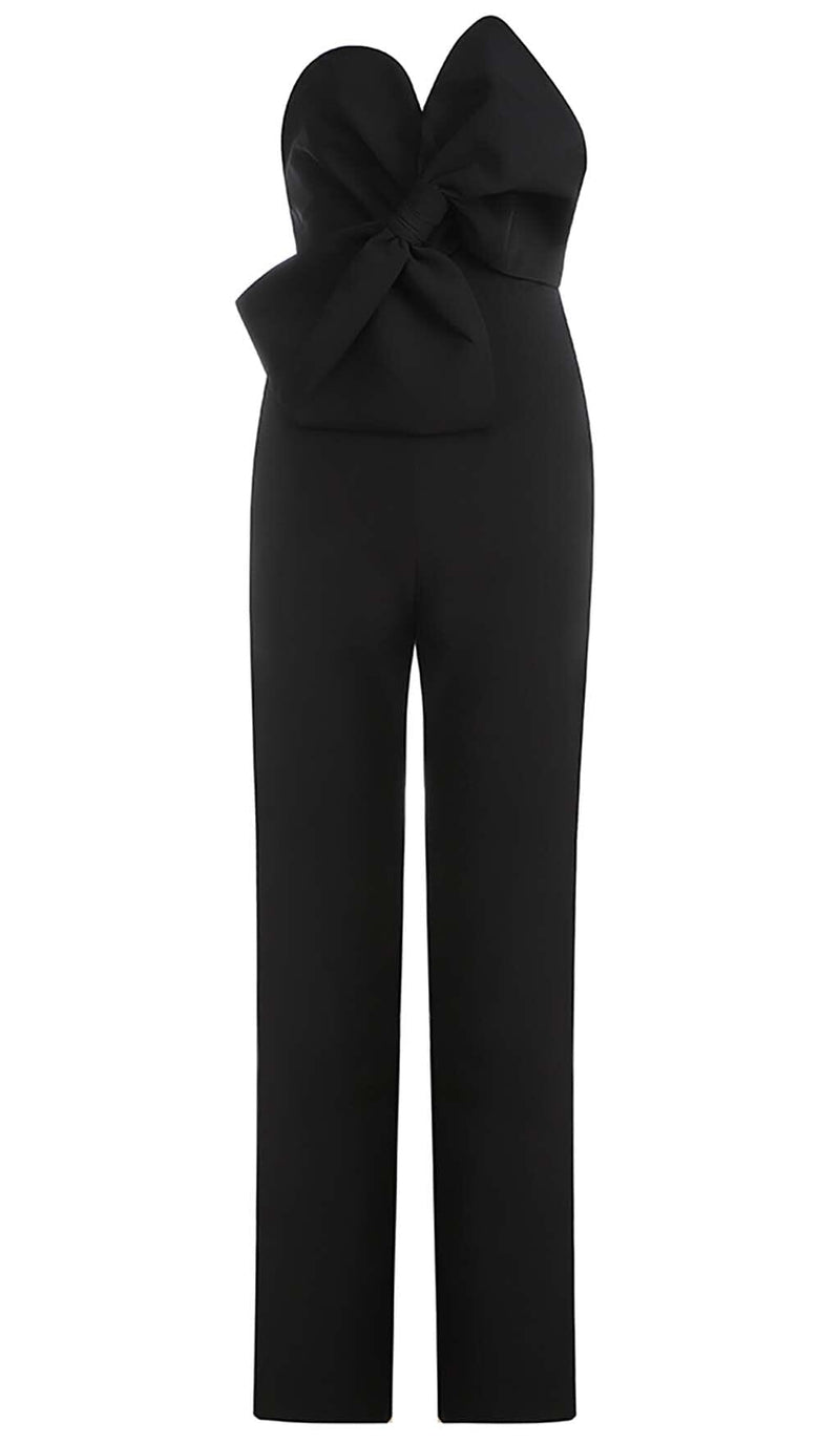 TWISTED BOW SILK FAILLE JUMPSUIT