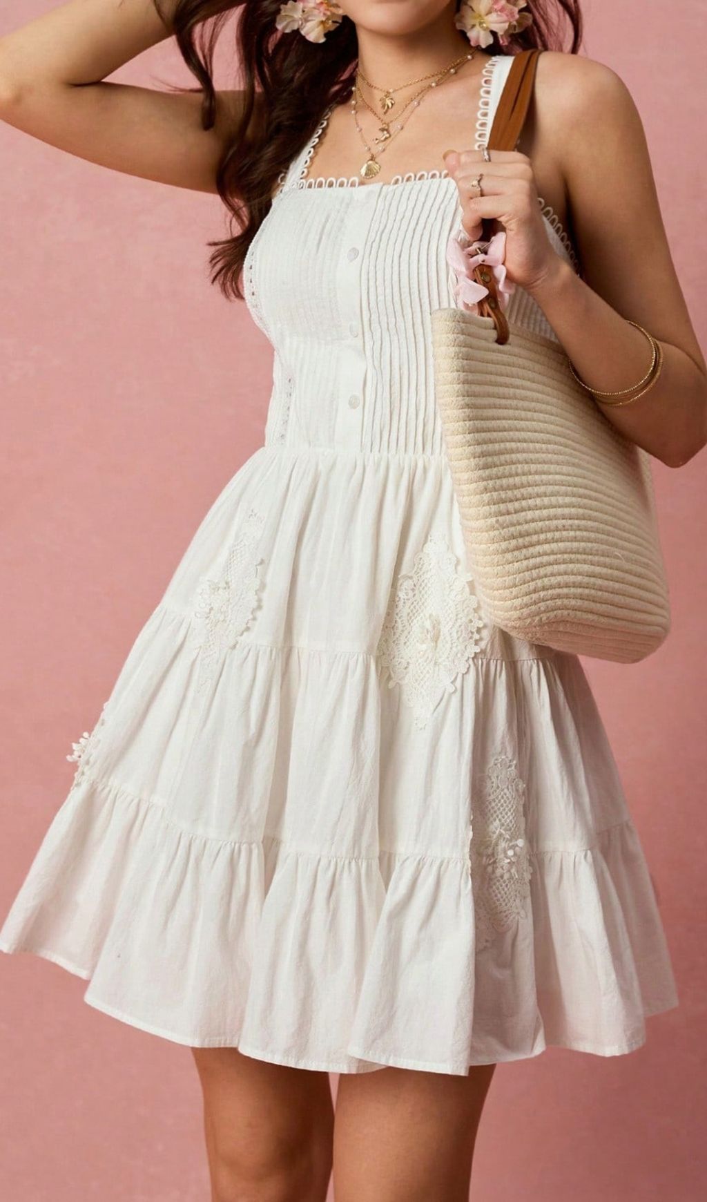 Landy White Pleated Mini Dress
