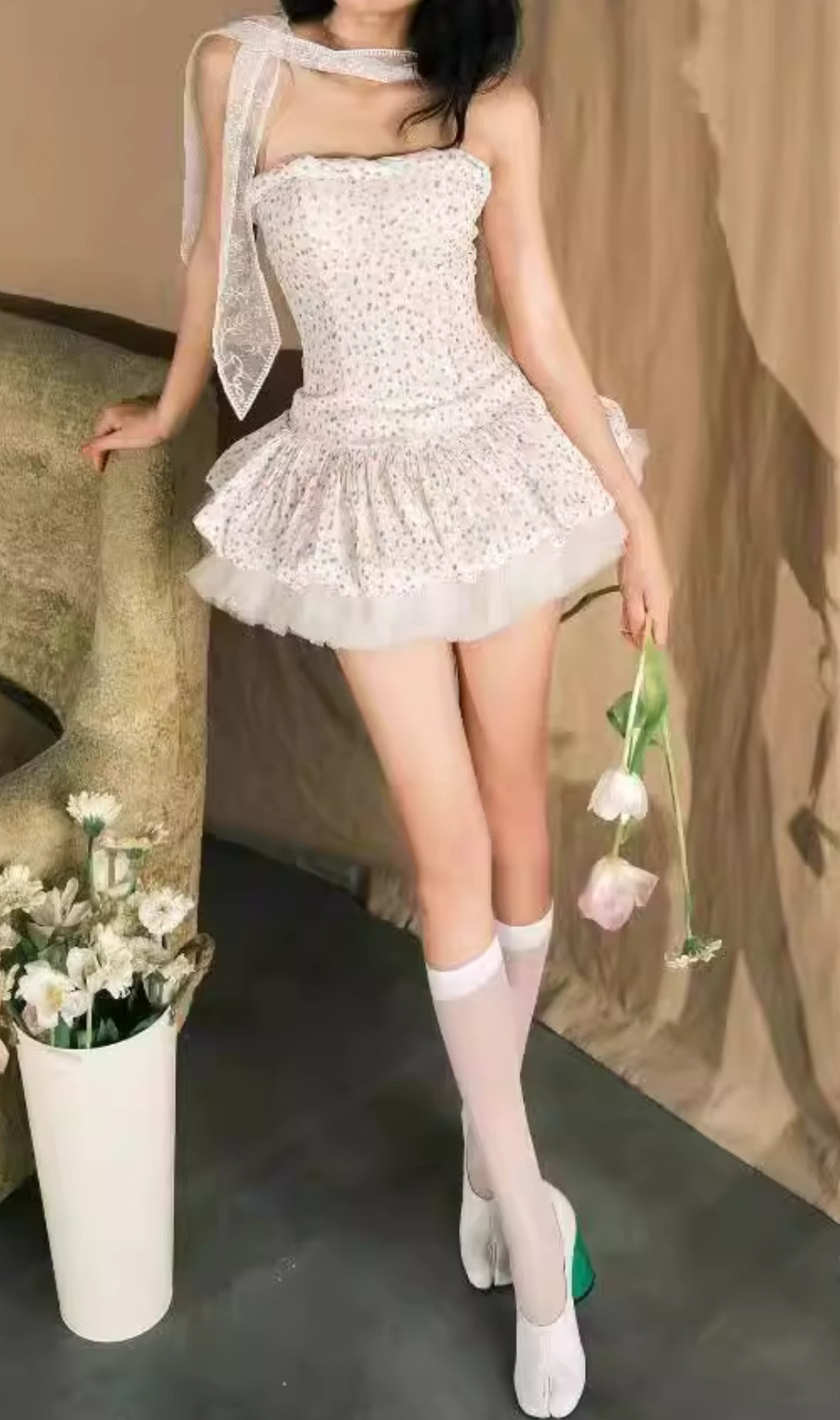 Fiona Strapless Dot Mini Dress