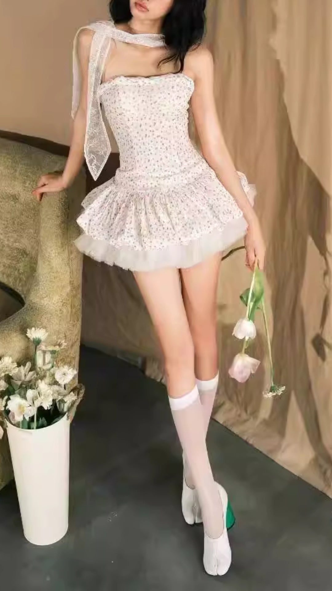 Fiona Strapless Dot Mini Dress